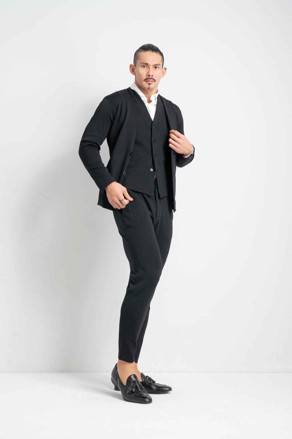 ノーカラーニットジャケット (ベスト/パンツ別売)