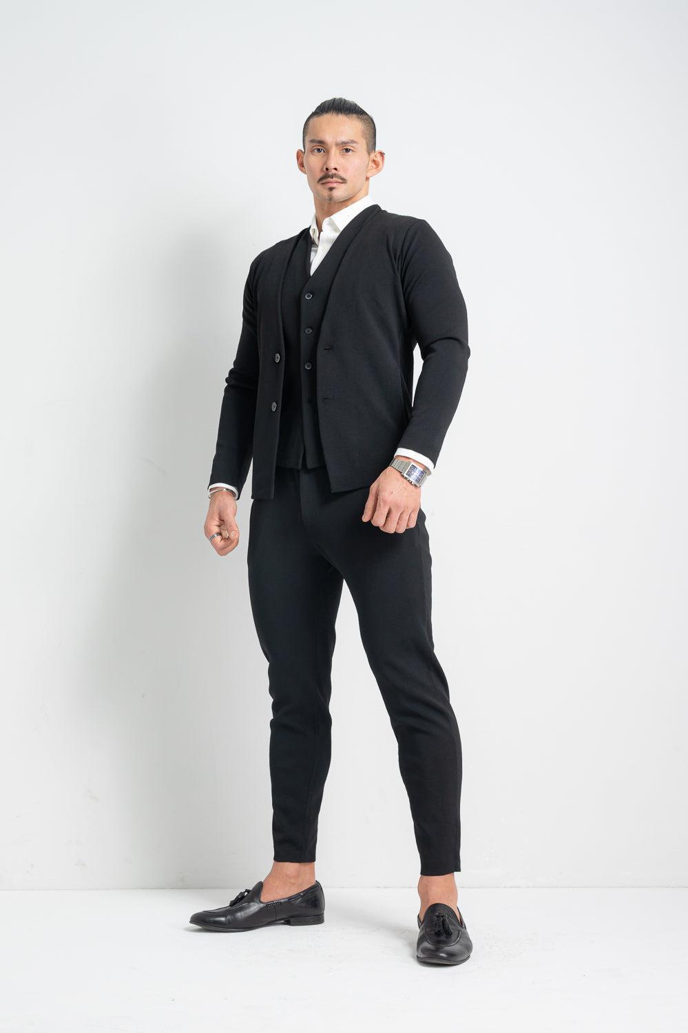 【NEW】 High Stretch Knit Collarless Jacket (For 3-piece suits)