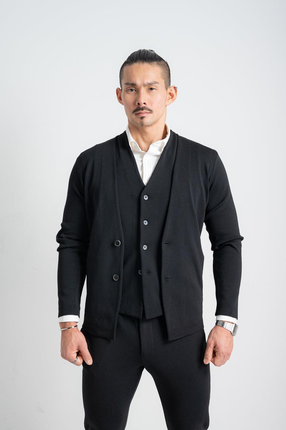 ノーカラーニットジャケット (ベスト/パンツ別売)