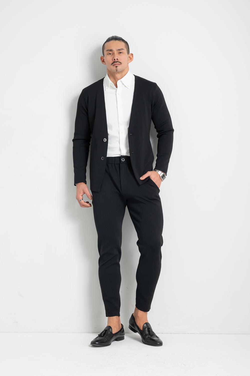 ノーカラーニットジャケット (ベスト/パンツ別売)