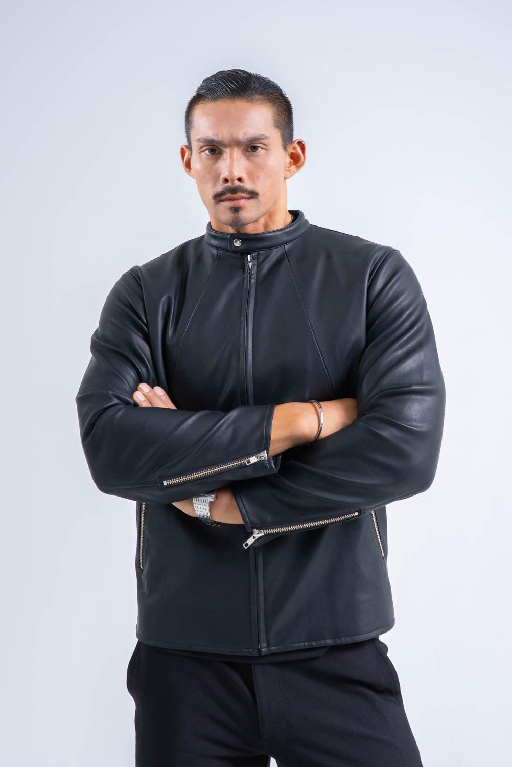 【上半身が鋭く映える】 ストレッチ ライダースジャケット