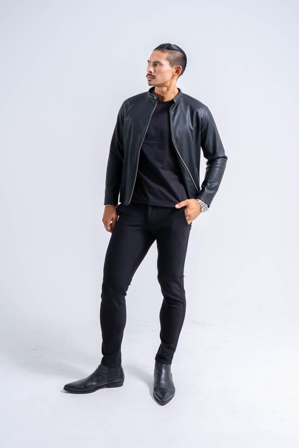 【上半身が鋭く映える】 ストレッチ ライダースジャケット