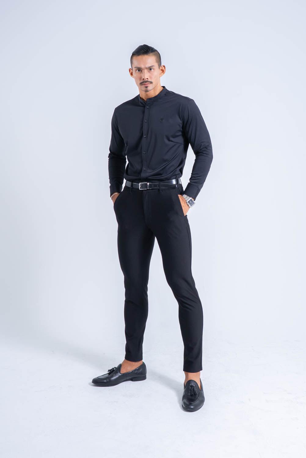 【NEW ARRIVAL】 極上シルエットストレッチ バンドカラーシャツ