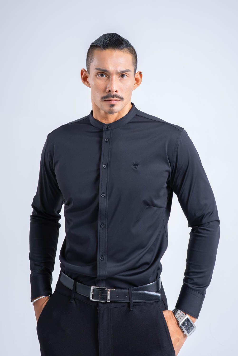 【NEW ARRIVAL】 極上シルエットストレッチ バンドカラーシャツ