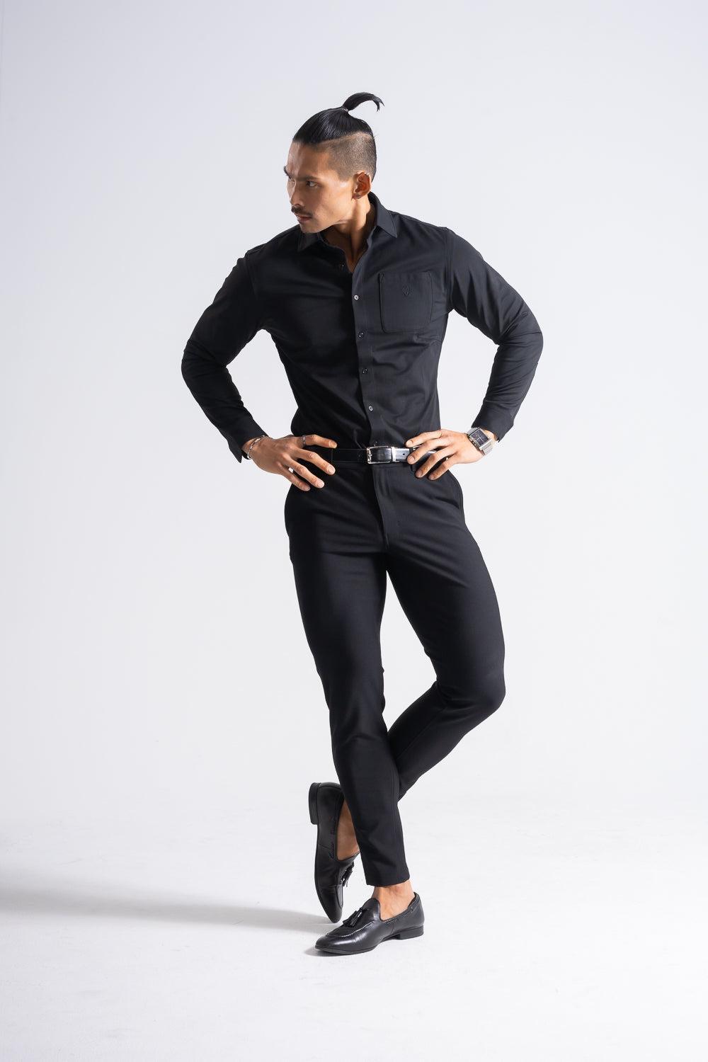 Prime Stretch Shirt   - BLACK