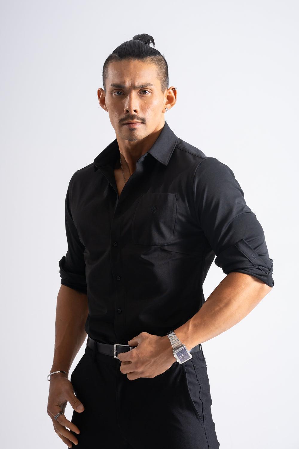 Prime Stretch Shirt   - BLACK