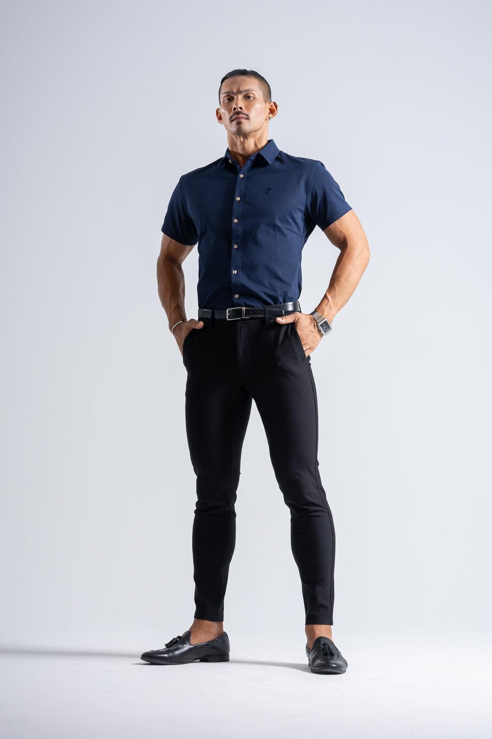 Prime Stretch Shirt  Short-sleeve  - NAVY