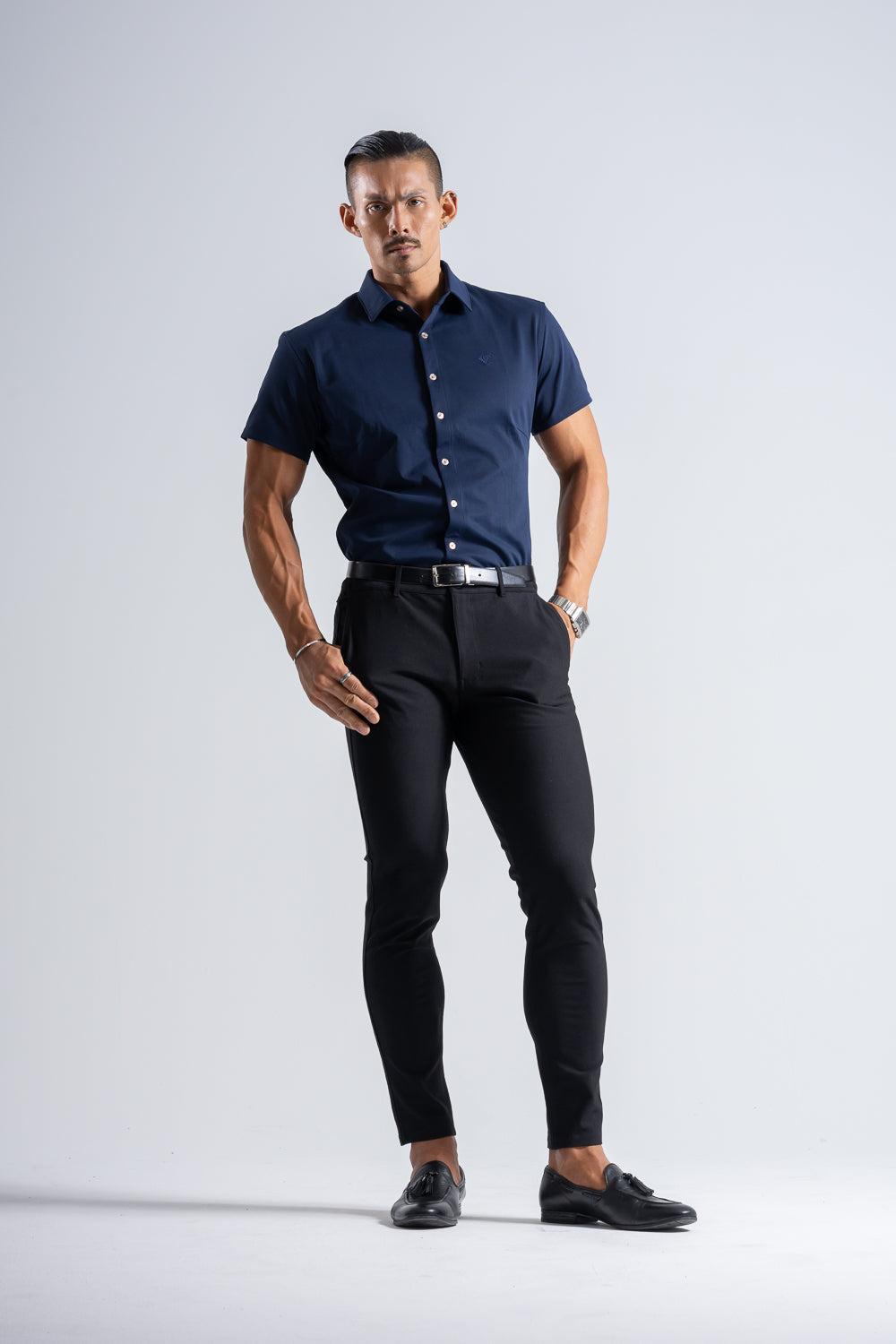 Prime Stretch Shirt  Short-sleeve  - NAVY