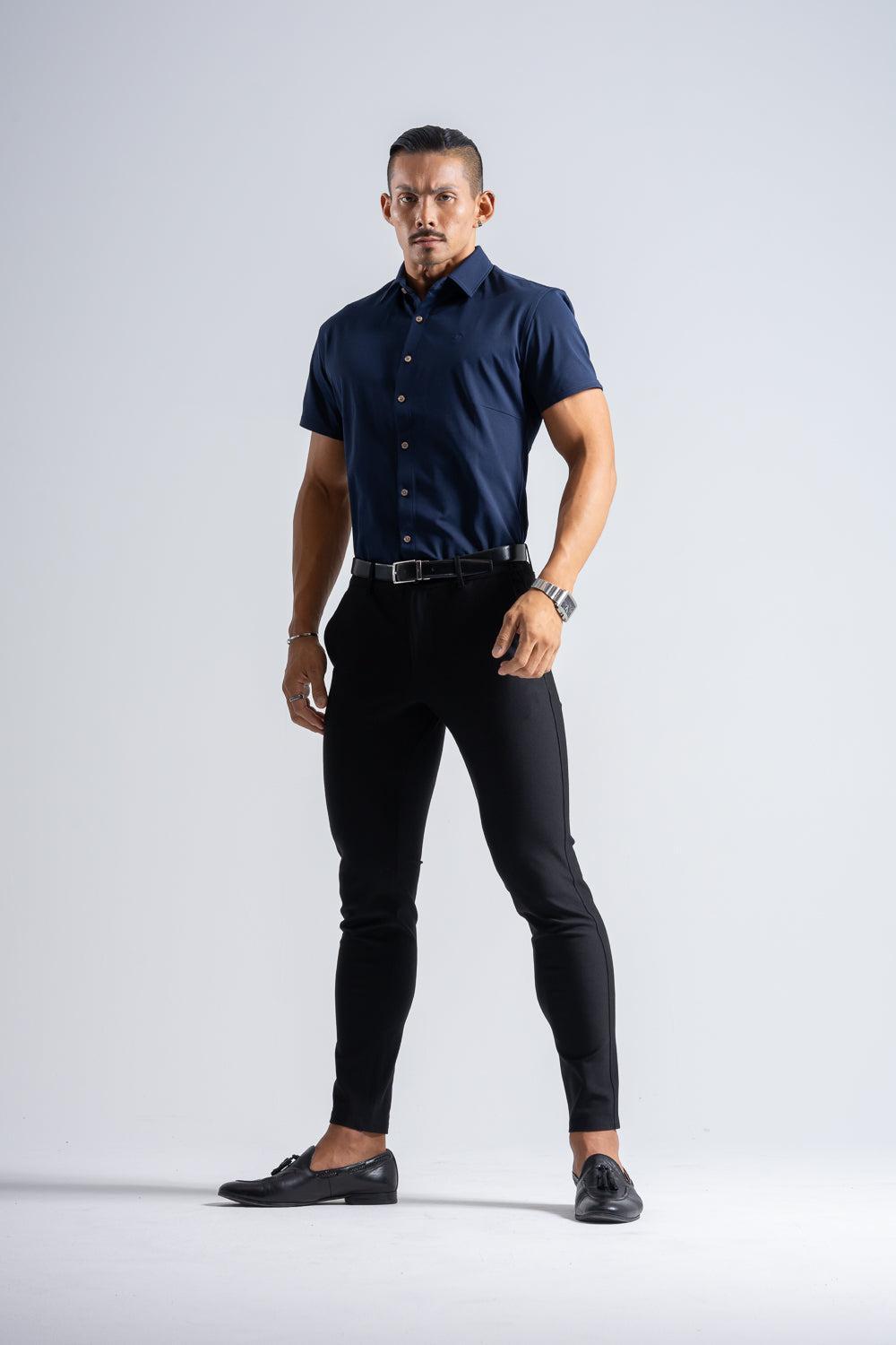 Prime Stretch Shirt  Short-sleeve  - NAVY