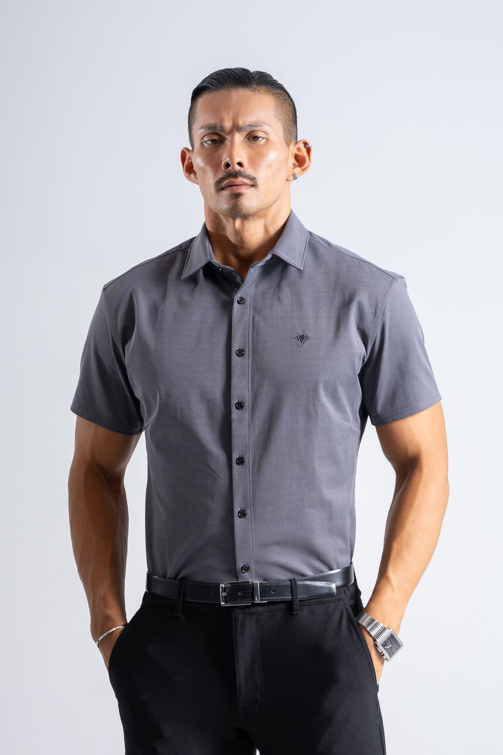 Prime Stretch Shirt  Short-sleeve  - GRAY