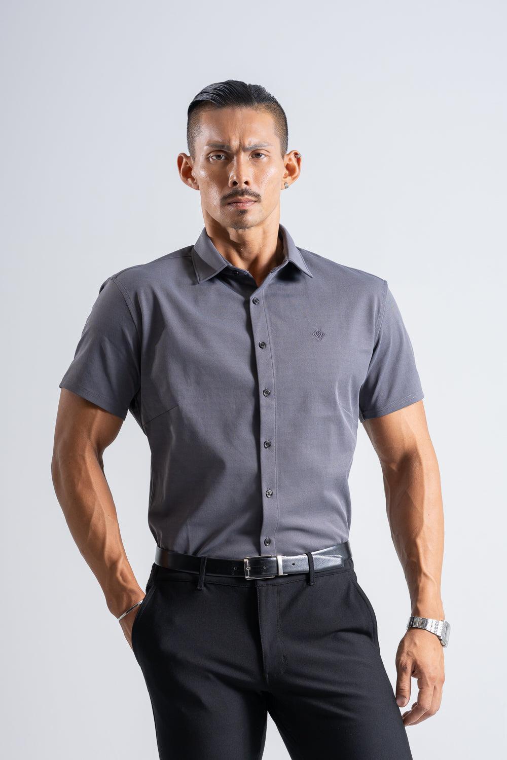 Prime Stretch Shirt  Short-sleeve  - GRAY