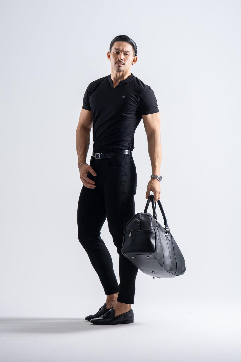 【NEW ARRIVAL】   エッジフォルム   キーネック半袖T