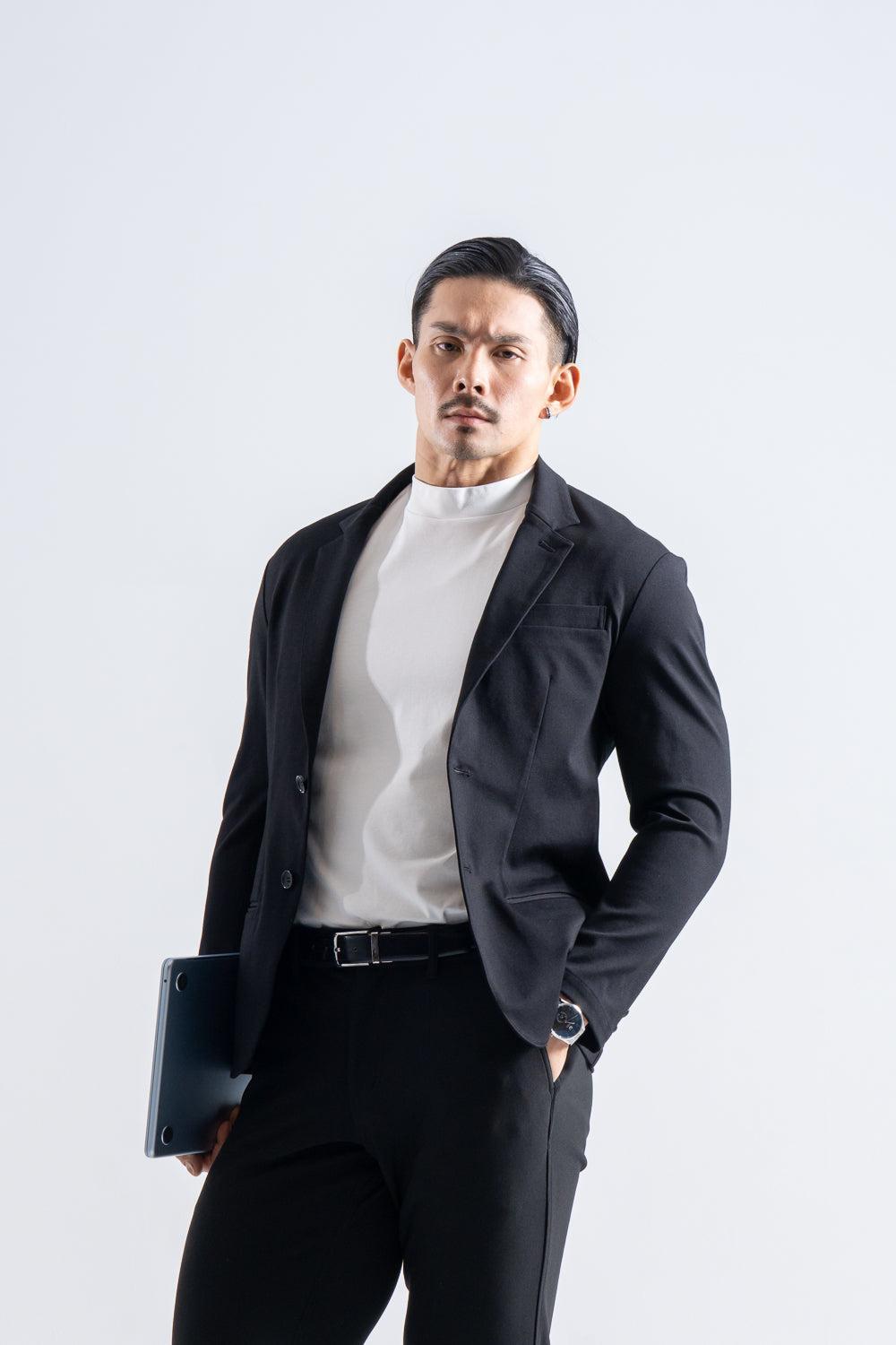 シャドウエンブレム   モックネックTシャツ