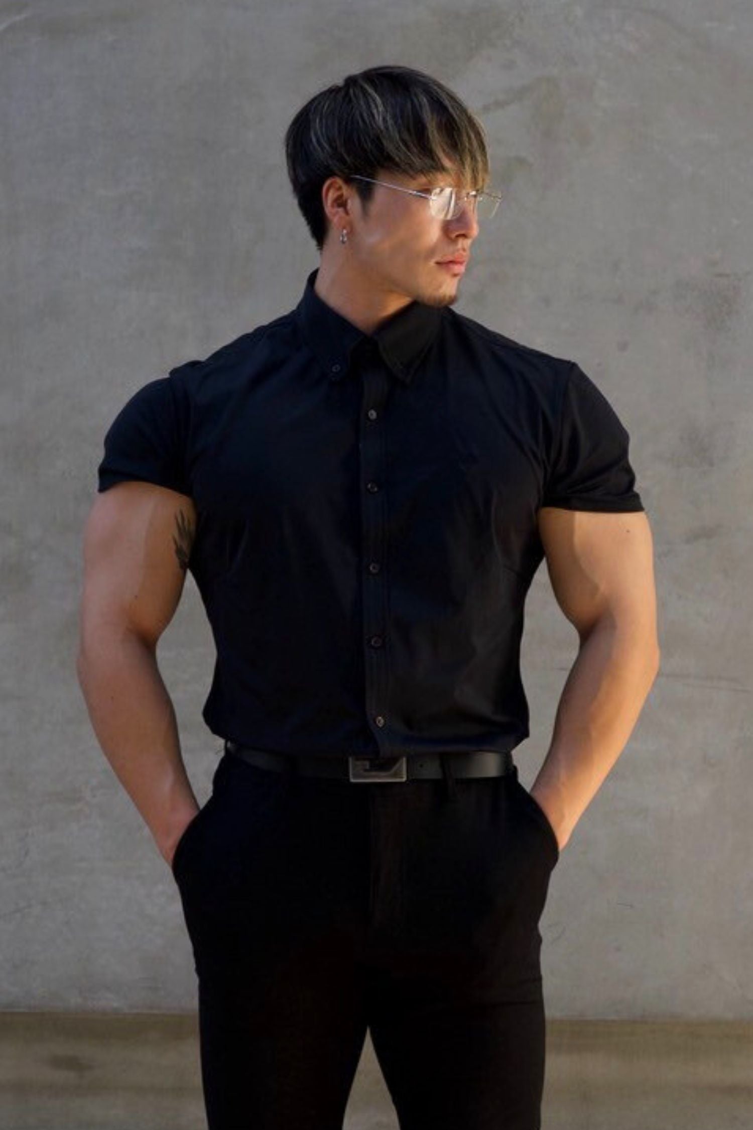 PHYSIQUE FRAME ポロシャツ　ブラック　黒　S 想像以上のフィット感】 ハイパーストレッチジャケット ブラック