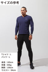 【筋肉が一段と際立つ！】キーネックタイトT - ネイビー