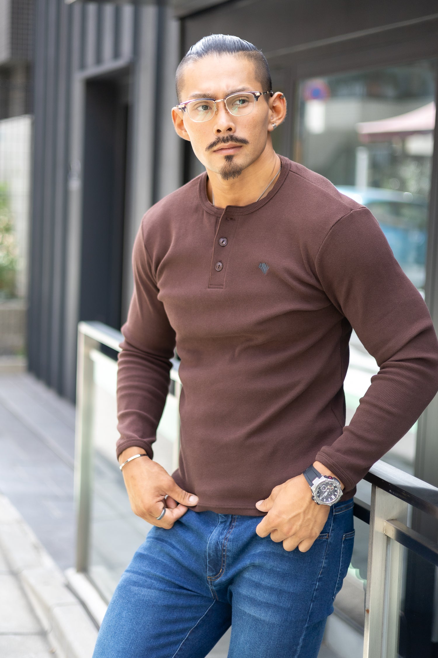 Henley Neck Long-Sleeve Tee
