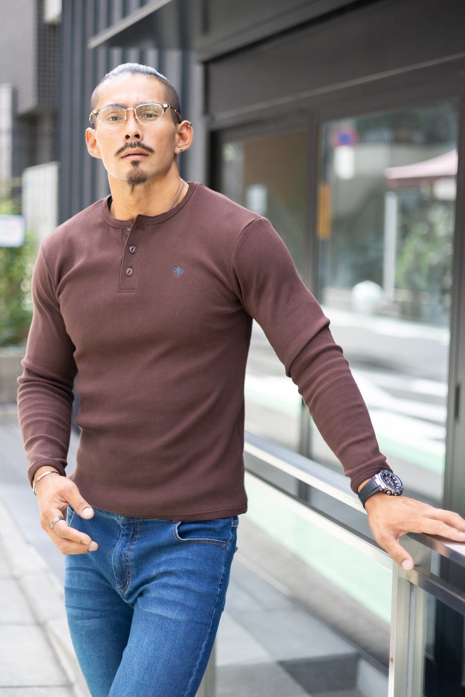 Henley Neck Long-Sleeve Tee