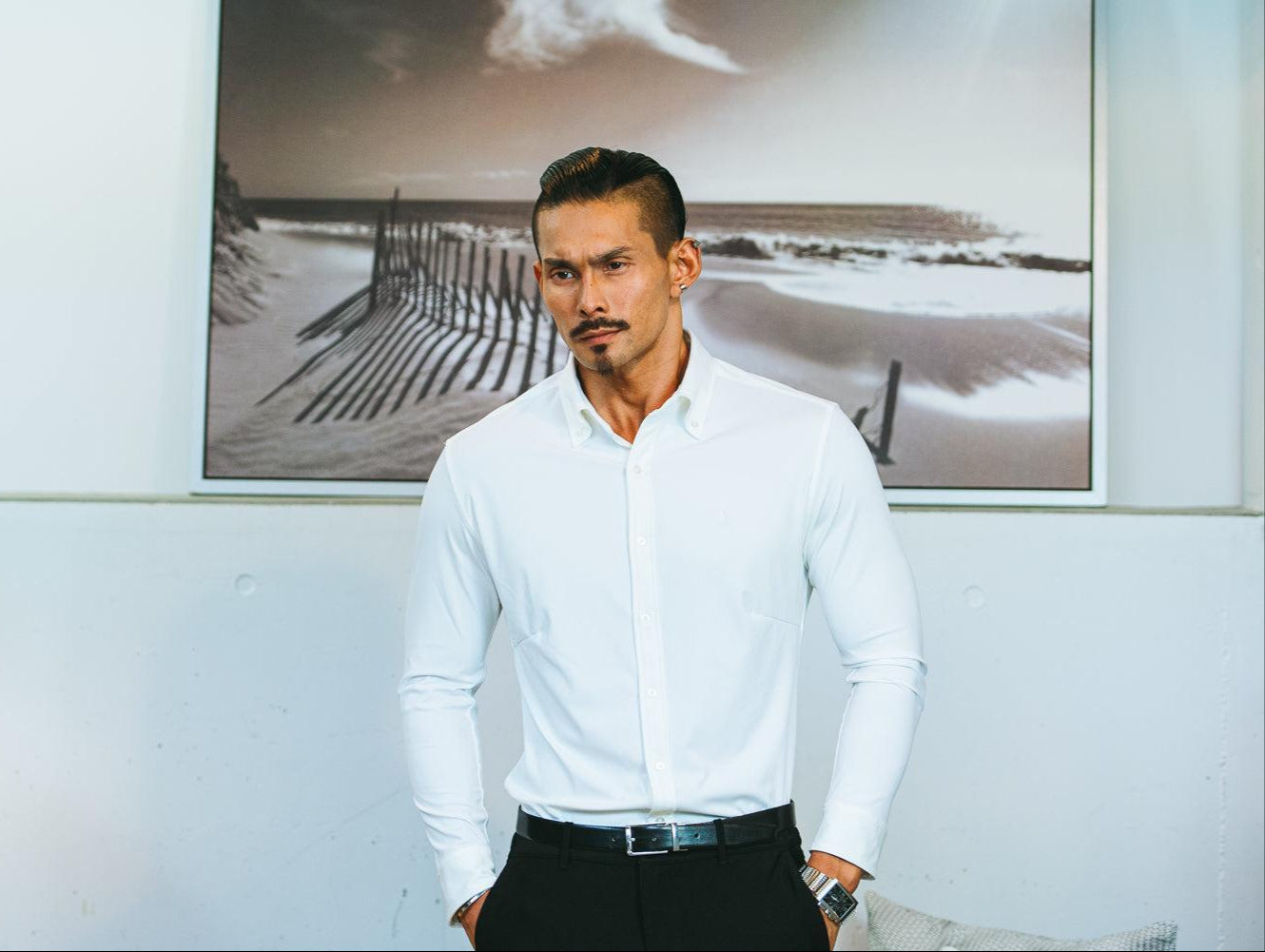 PHYSIQUE FRAME ポロシャツ　ブラック　黒　S 脚がキレイに見える】 ハイパーストレッチパンツ ブラック