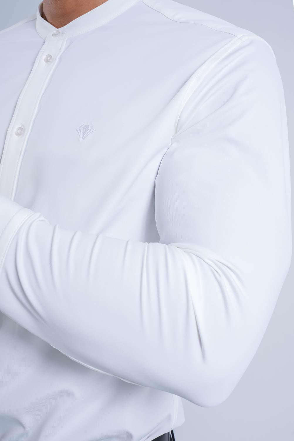 【NEW ARRIVAL】  極上シルエットストレッチ   バンドカラーシャツ