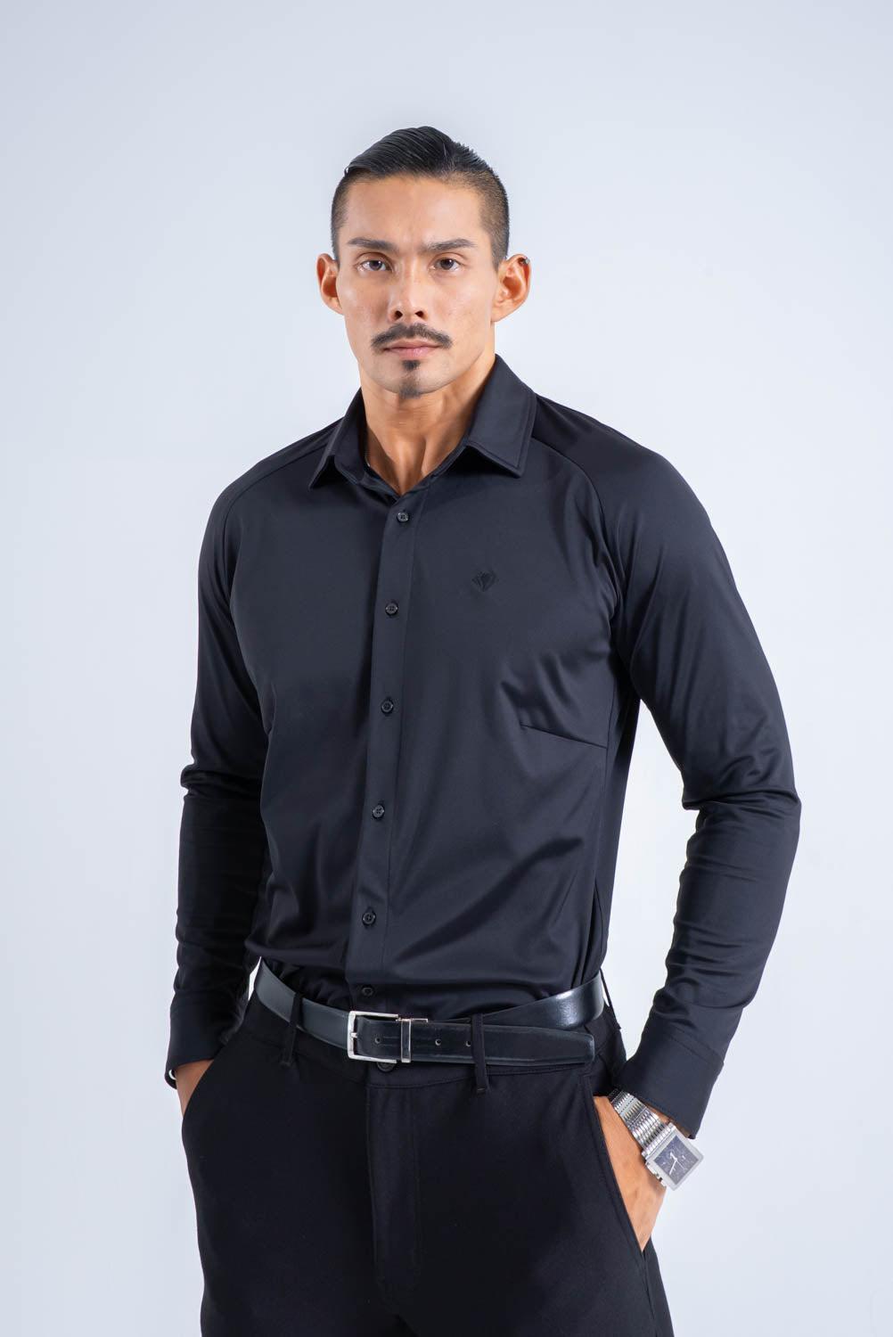 【NEW ARRIVAL】  極上シルエットストレッチ   ラグランワイドカラーシャツ