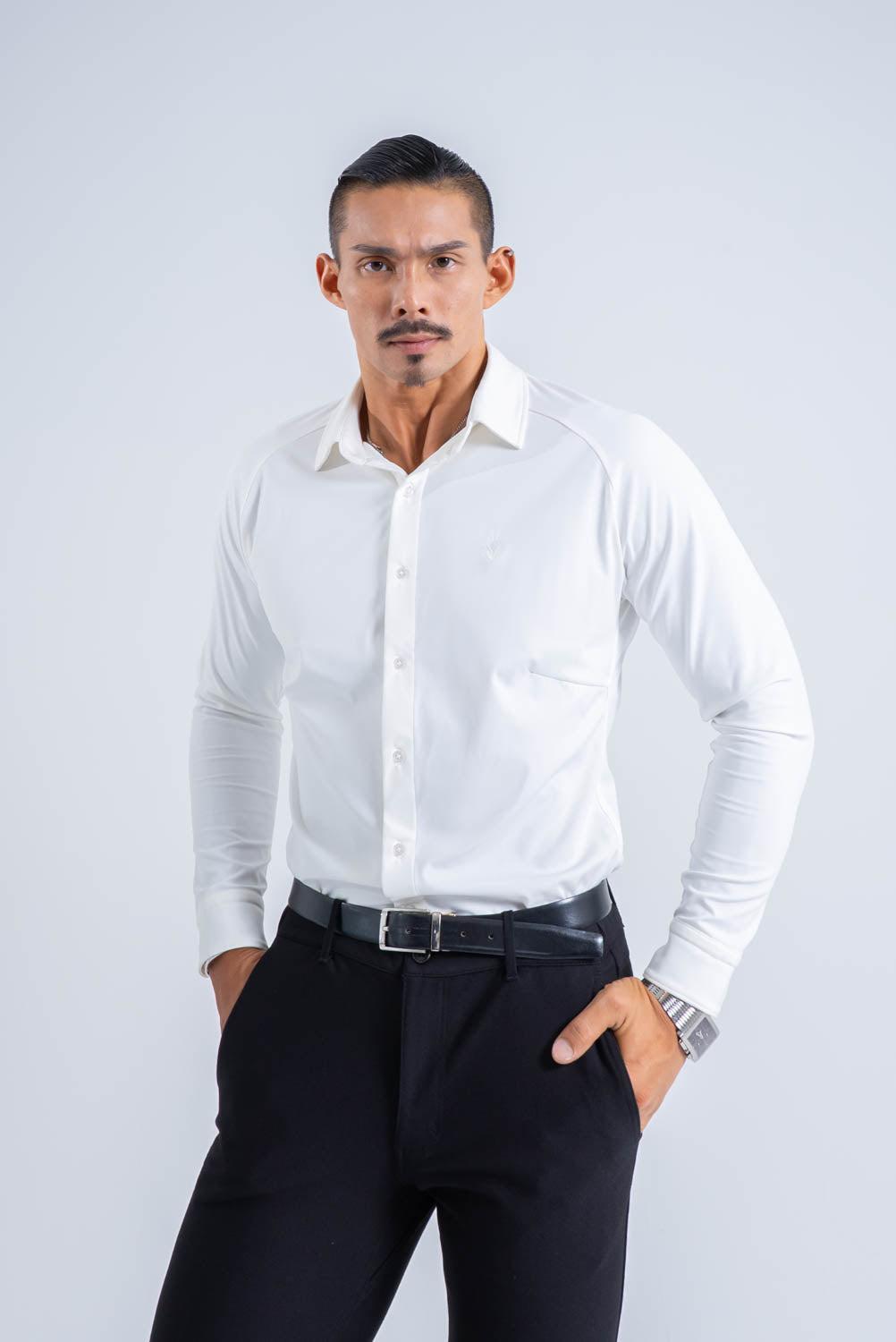 【NEW ARRIVAL】  極上シルエットストレッチ   ラグランワイドカラーシャツ