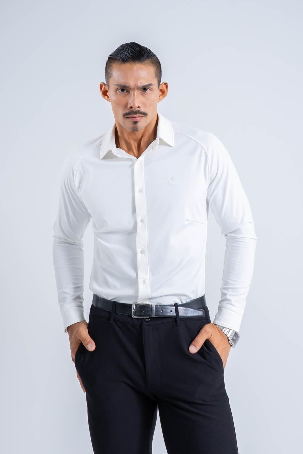 【NEW ARRIVAL】  極上シルエットストレッチ   ラグランワイドカラーシャツ